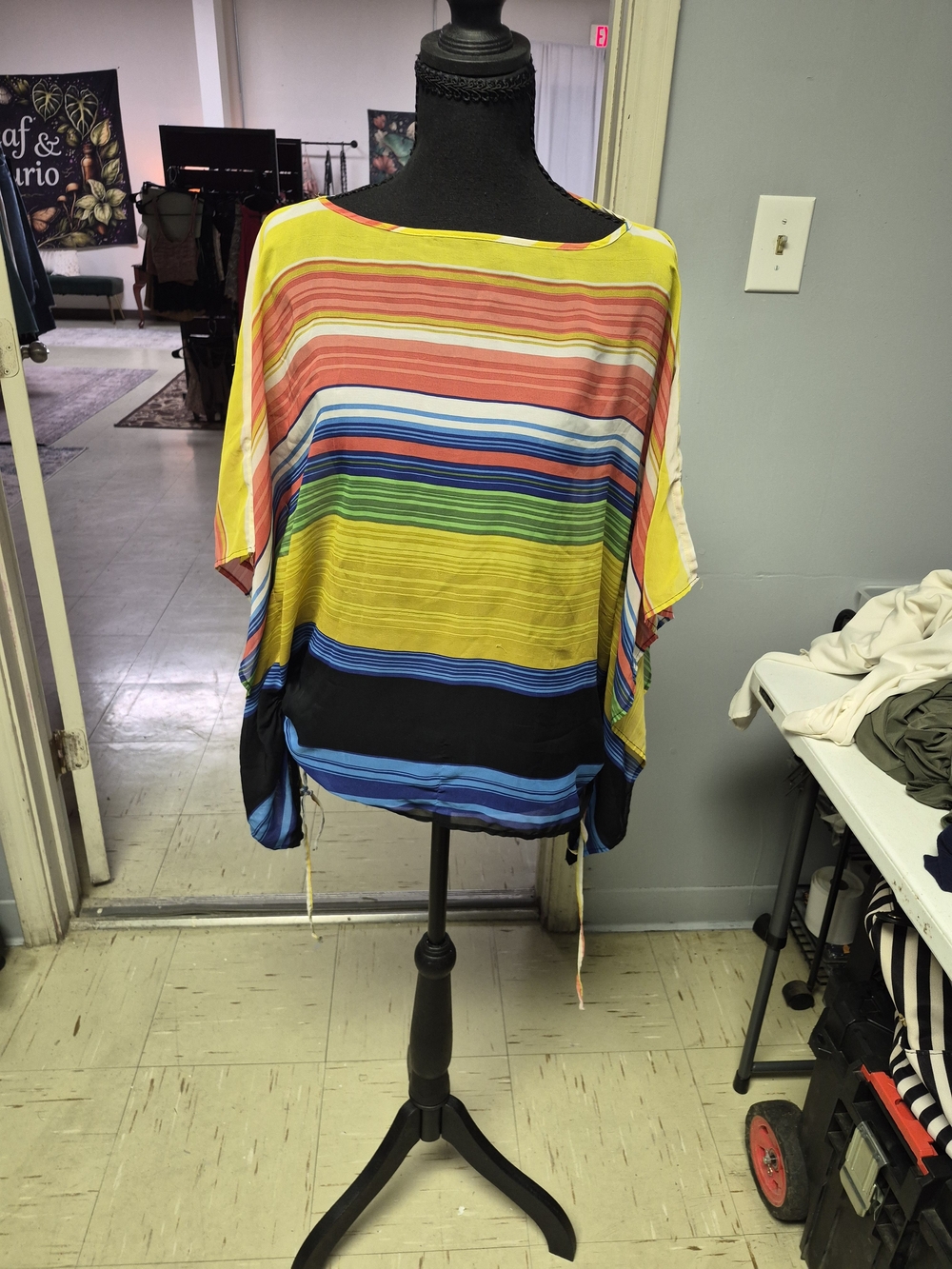 Apostrophe Multicolor Striped Boatneck Top - Yellow, Blue & Pink